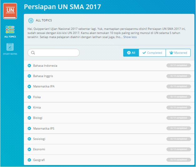 Yuk Belajar Materi Lengkap sesuai Kisi-Kisi UN 2017 di Quipper Video
