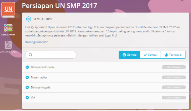 Yuk Belajar Materi Lengkap sesuai Kisi-Kisi UN 2017 di Quipper Video
