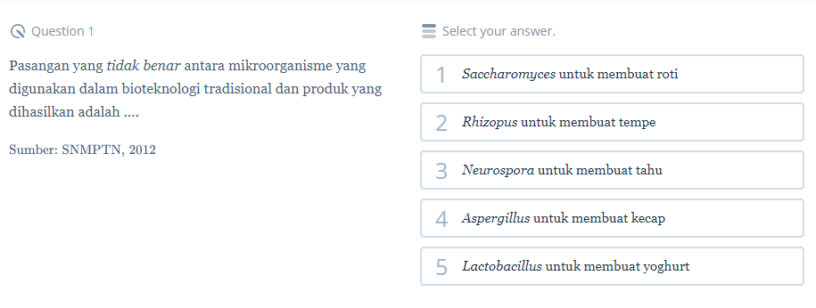 Contoh Soal SBMPTN Bioteknologi dari Quipper Video! 1