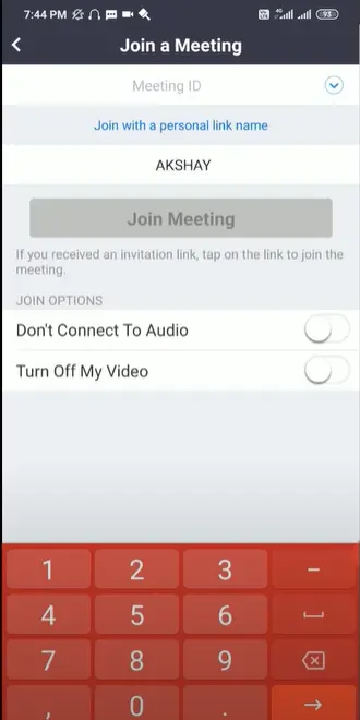 masukan nama dan meeting ID untuk masuk ke zoom