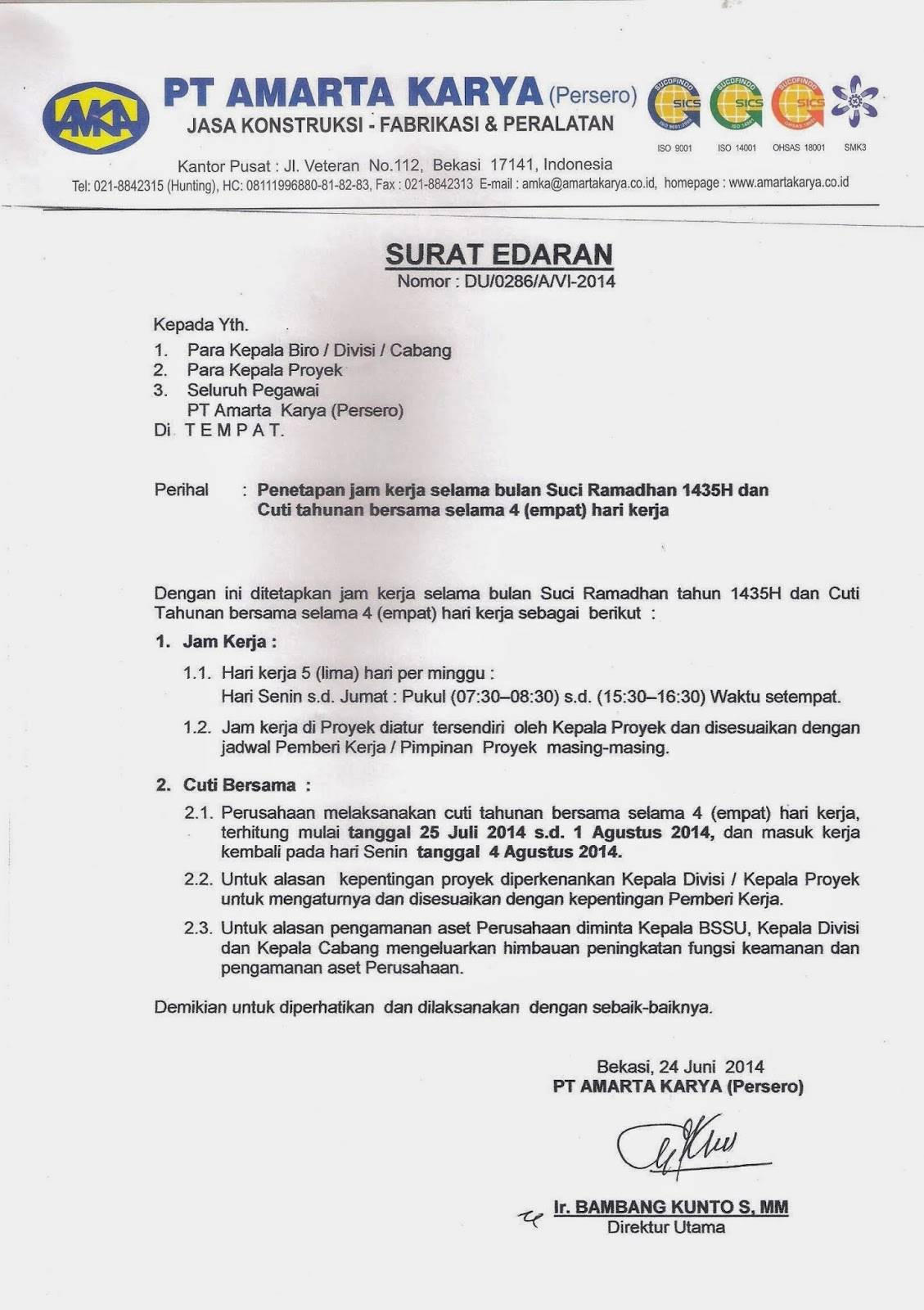 Surat Pemberitahuan Perusahaan
