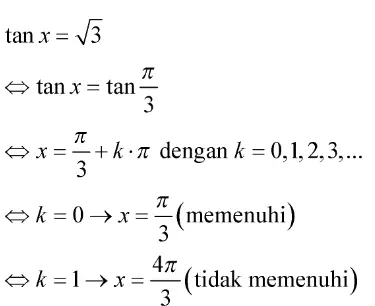 Berdasarkan persamaan trigonometri untuk tangen, diperoleh