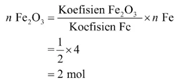 tentukan mol besi (III) oksida melalui perbandingan koefisien